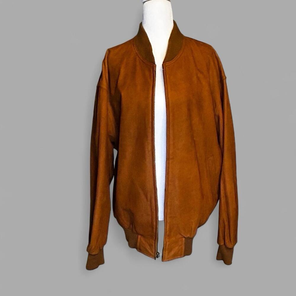 Vintage Zero King 70s Leather Bomber Jacket Men’s Size M Brown Retro Outerwear